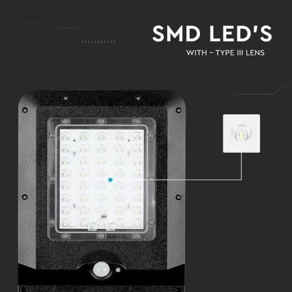 LED Solarna ulična svjetiljka sa senzorom LED/15W/7,4V 6000K IP65 10800 mAh