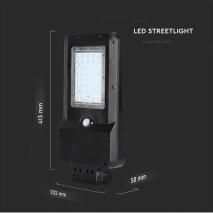 LED Solarna ulična svjetiljka sa senzorom LED/15W/7,4V 6000K IP65 10800 mAh