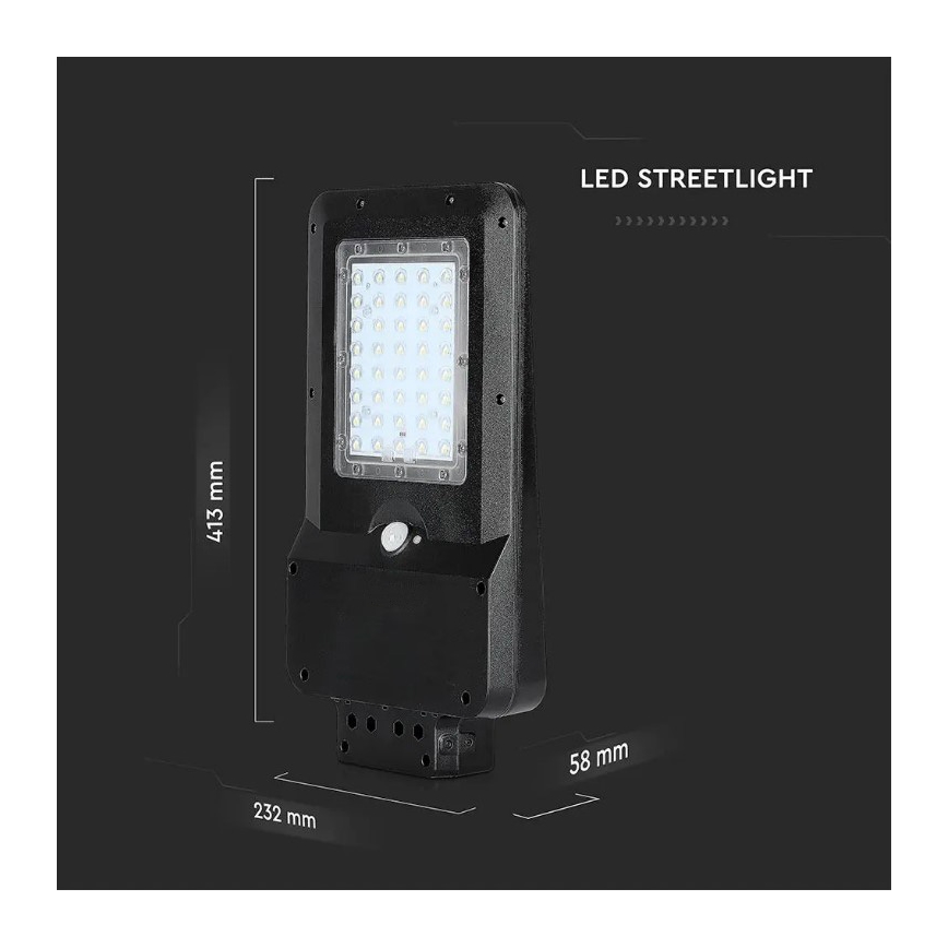 LED Solarna ulična svjetiljka sa senzorom LED/15W/7,4V 6000K IP65 10800 mAh