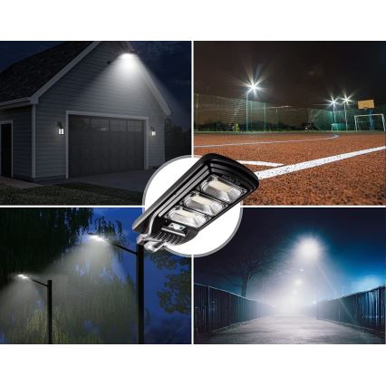 LED Prigušiva solarna ulična svjetiljka sa senzorom LED/180W/6V 6500K IP65 crna + daljinski upravljač