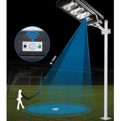 LED Prigušiva solarna ulična svjetiljka sa senzorom LED/180W/6V 6500K IP65 crna + daljinski upravljač