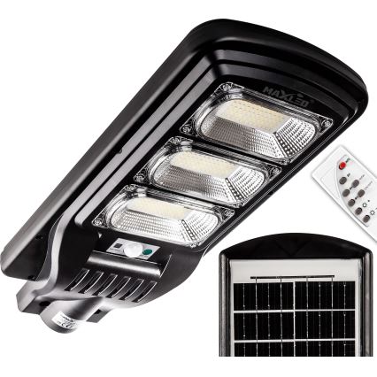 LED Prigušiva solarna ulična svjetiljka sa senzorom LED/180W/6V 6500K IP65 crna + daljinski upravljač