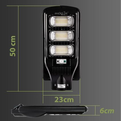 LED Prigušiva solarna ulična svjetiljka sa senzorom LED/180W/6V 6500K IP65 crna + daljinski upravljač