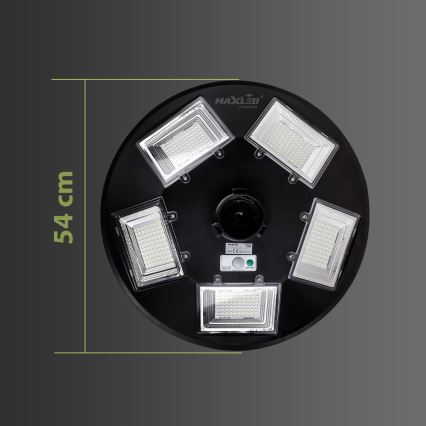 LED solarna ulična svjetiljka s mogućnošću prigušivanja i senzorom LED/22W/6V 18000 mAh 6500K IP65 crna + daljinski upravljač