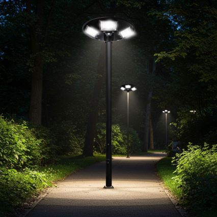 LED Prigušiva solarna ulična svjetiljka sa senzorom LED/22W/6V 18000 mAh 6500K IP65 crna + daljinski upravljač