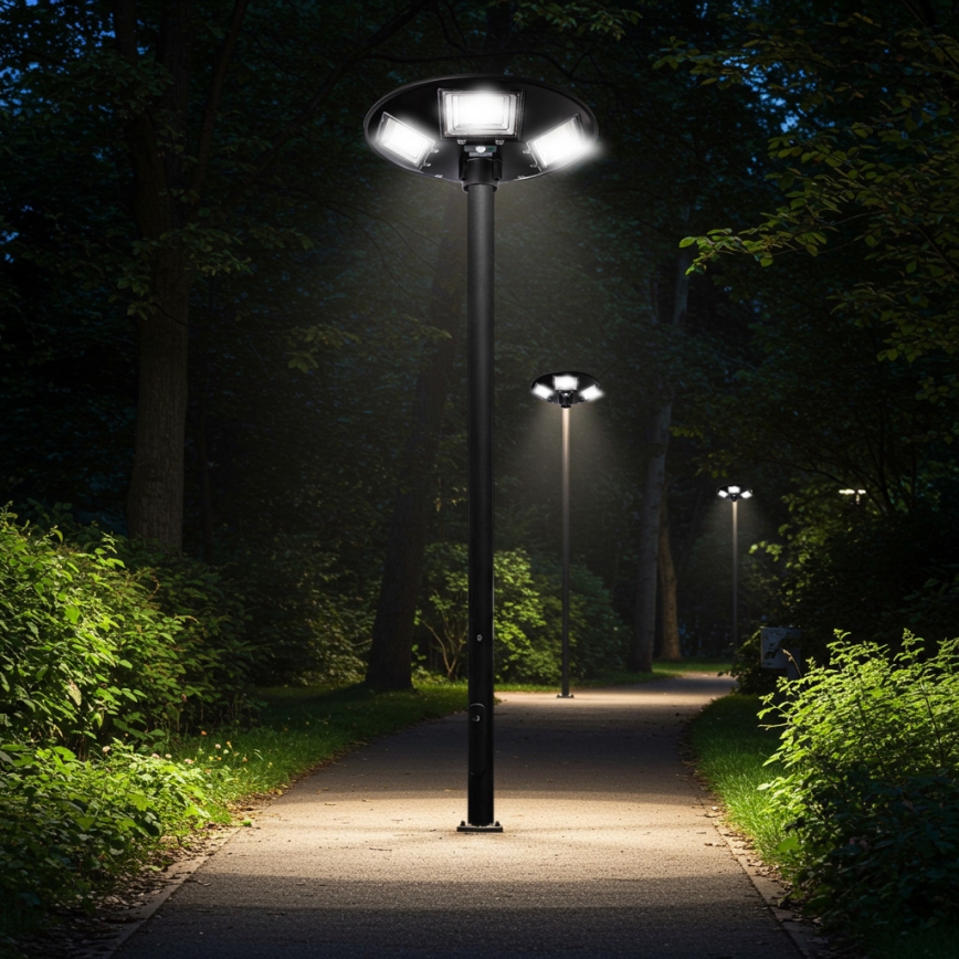 LED Prigušiva solarna ulična svjetiljka sa senzorom LED/22W/6V 18000 mAh 6500K IP65 crna + daljinski upravljač