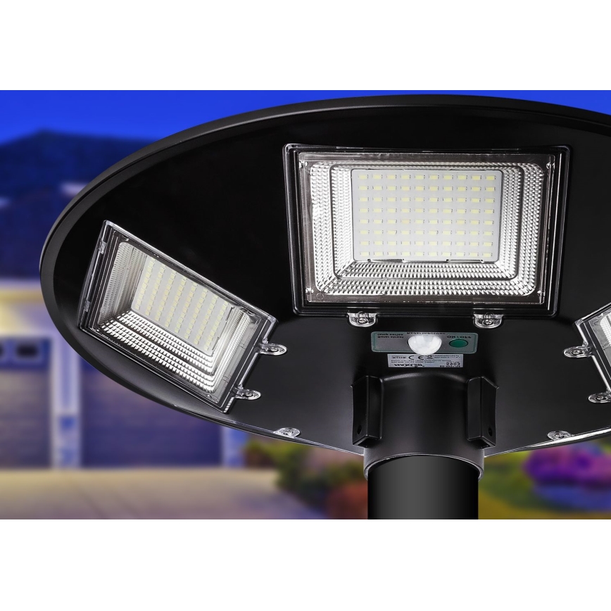 LED Prigušiva solarna ulična svjetiljka sa senzorom LED/22W/6V 18000 mAh 6500K IP65 crna + daljinski upravljač