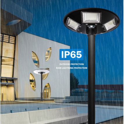 LED Prigušiva solarna ulična svjetiljka sa senzorom LED/22W/6V 18000 mAh 6500K IP65 crna + daljinski upravljač