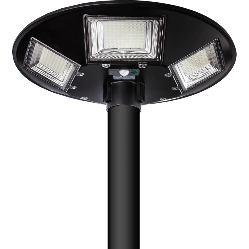 LED Prigušiva solarna ulična svjetiljka sa senzorom LED/22W/6V 18000 mAh 6500K IP65 crna + daljinski upravljač