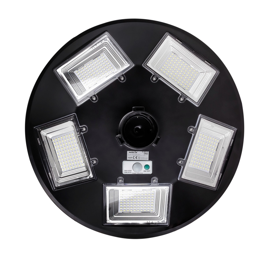 LED Prigušiva solarna ulična svjetiljka sa senzorom LED/22W/6V 18000 mAh 6500K IP65 crna + daljinski upravljač