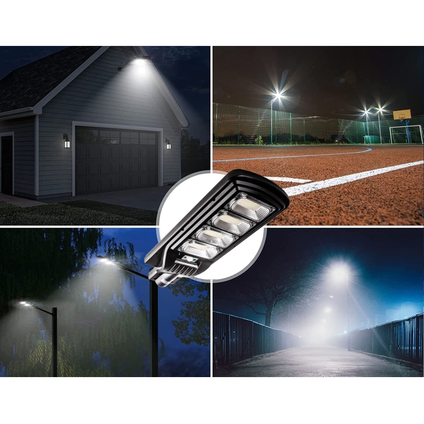 LED Prigušiva solarna ulična svjetiljka sa senzorom LED/240W/6V 6500K IP65 crna + daljinski upravljač