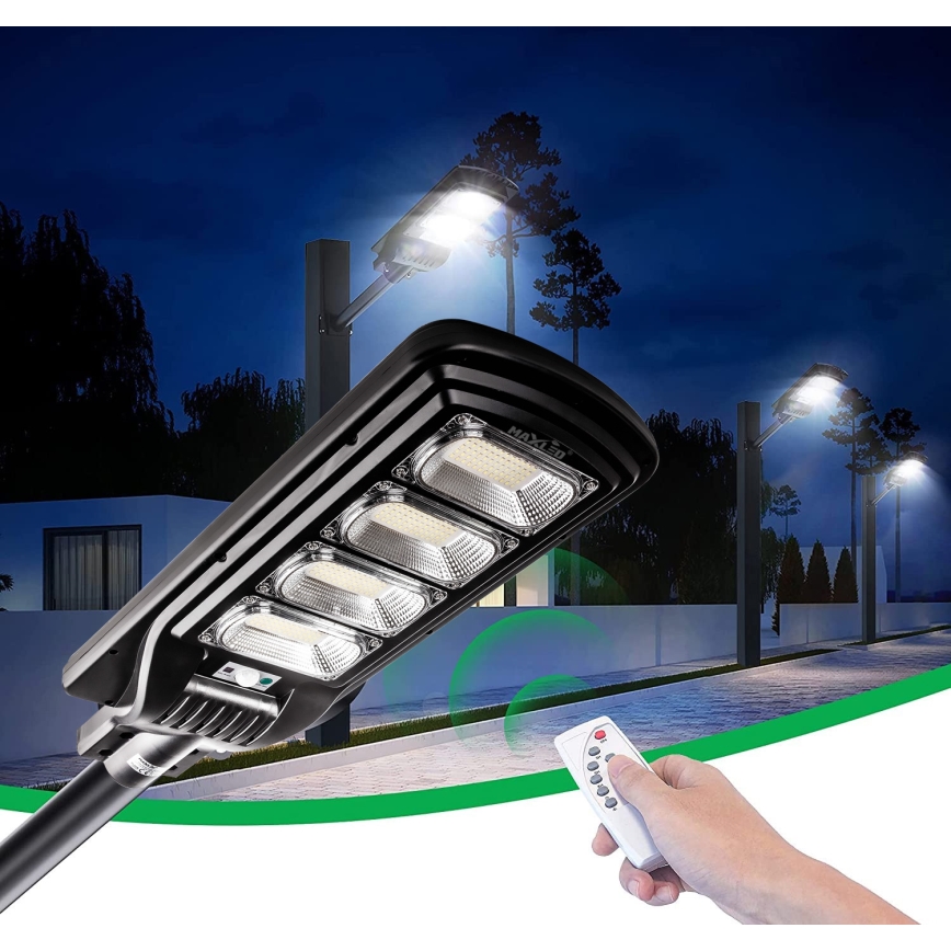LED Prigušiva solarna ulična svjetiljka sa senzorom LED/240W/6V 6500K IP65 crna + daljinski upravljač