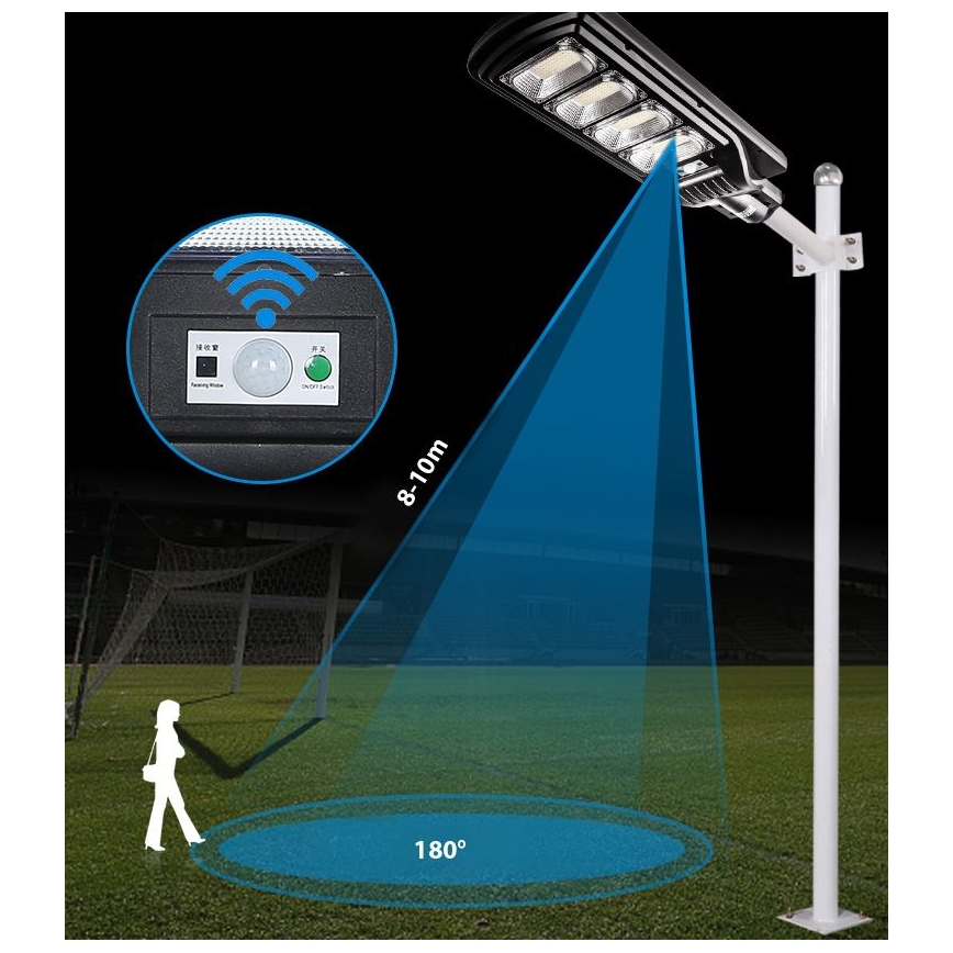 LED Prigušiva solarna ulična svjetiljka sa senzorom LED/240W/6V 6500K IP65 crna + daljinski upravljač