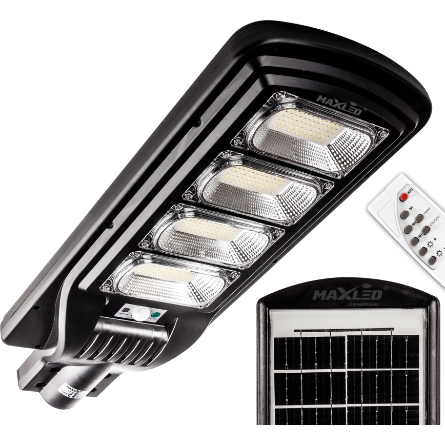 LED Prigušiva solarna ulična svjetiljka sa senzorom LED/240W/6V 6500K IP65 crna + daljinski upravljač