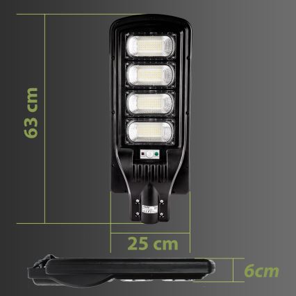LED Prigušiva solarna ulična svjetiljka sa senzorom LED/240W/6V 6500K IP65 crna + daljinski upravljač