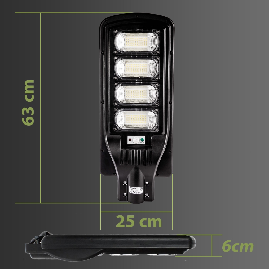 LED Prigušiva solarna ulična svjetiljka sa senzorom LED/240W/6V 6500K IP65 crna + daljinski upravljač