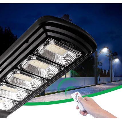 LED Prigušiva solarna ulična svjetiljka sa senzorom LED/300W/6V 6500K IP65 crna + daljinski upravljač