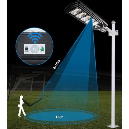 LED Prigušiva solarna ulična svjetiljka sa senzorom LED/300W/6V 6500K IP65 crna + daljinski upravljač