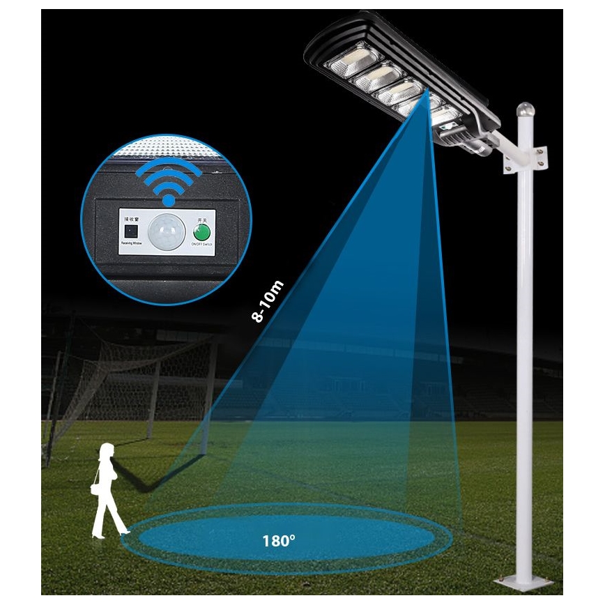 LED Prigušiva solarna ulična svjetiljka sa senzorom LED/300W/6V 6500K IP65 crna + daljinski upravljač