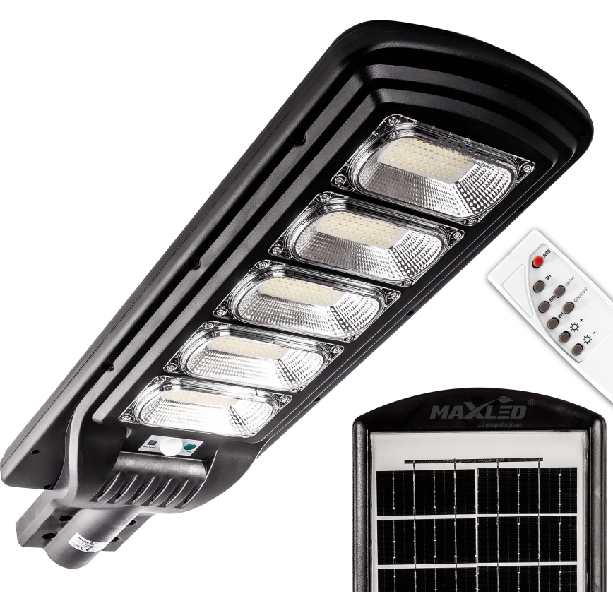 LED Prigušiva solarna ulična svjetiljka sa senzorom LED/300W/6V 6500K IP65 crna + daljinski upravljač