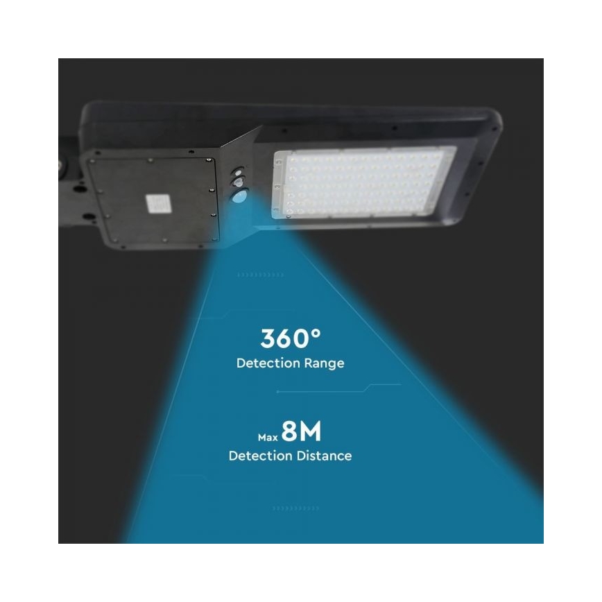 LED Solarna ulična svjetiljka sa senzorom LED/40W/9,6V IP65 6000K 12000 mAh + daljinski upravljač