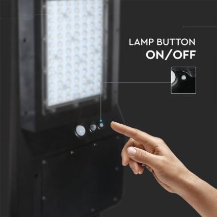LED Solarna ulična svjetiljka sa senzorom LED/40W/9,6V IP65 6000K 12000 mAh + daljinski upravljač