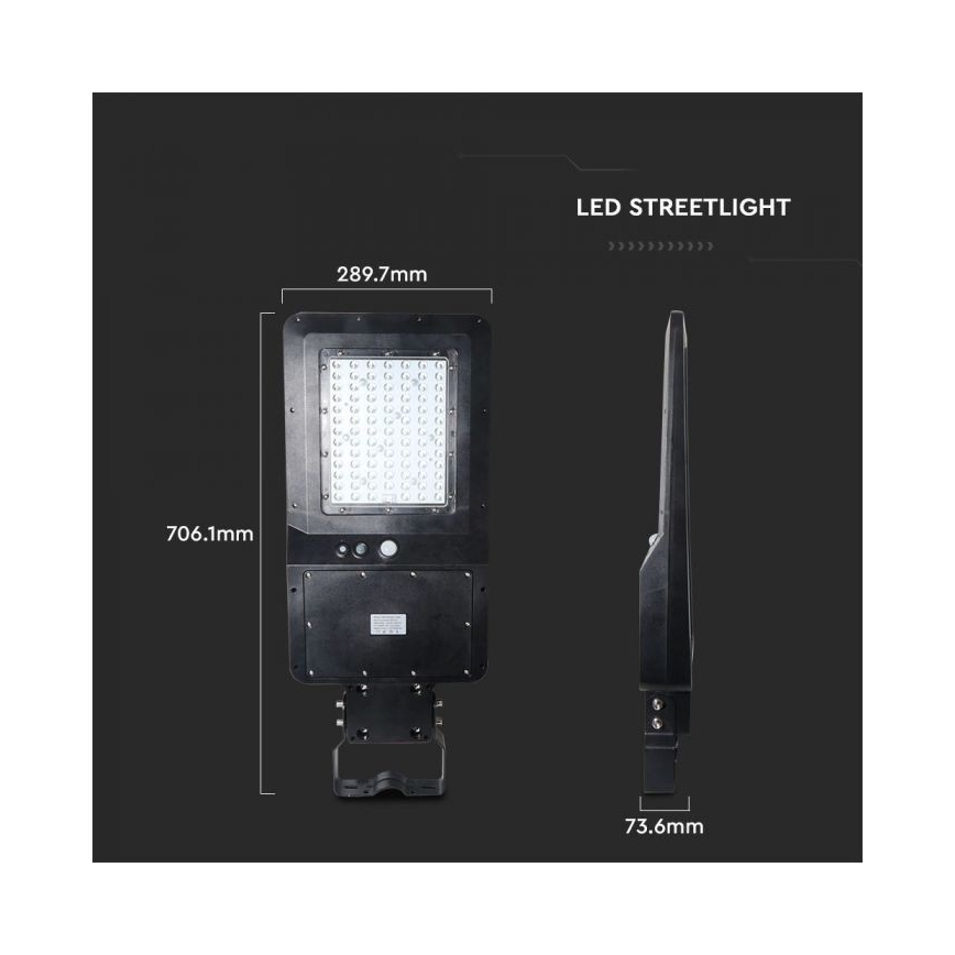 LED Solarna ulična svjetiljka sa senzorom LED/40W/9,6V IP65 6000K 12000 mAh + daljinski upravljač