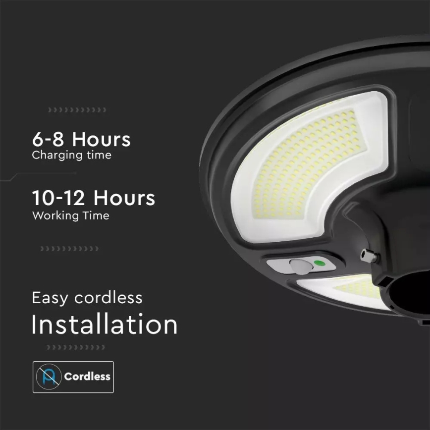 LED Solarna ulična svjetiljka sa senzorom LED/7,5W/3,2V IP65 4000K 15000 mAh + daljinski upravljač