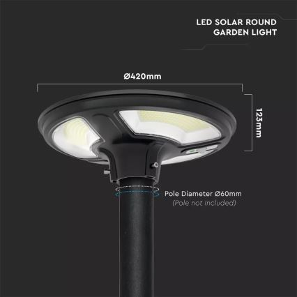 LED Solarna ulična svjetiljka sa senzorom LED/7,5W/3,2V IP65 4000K 15000 mAh + daljinski upravljač
