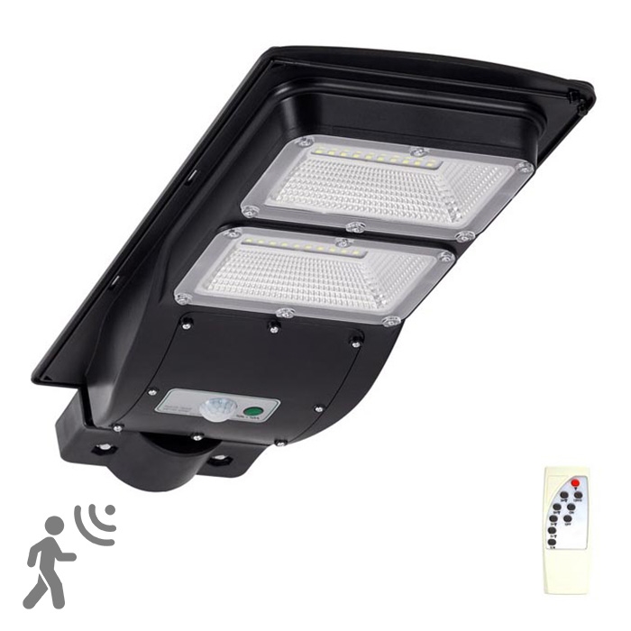 LED Solarna ulična svjetiljka sa senzorom STREET 2xLED/6W/3,2V 12000 mAh IP65 + daljinski upravljač