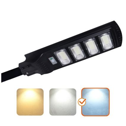LED solarna ulična svjetiljka s mogućnošću prigušivanja i senzorom URBI LED/11W/3,2V 6500K 15000 mAh IP54 + daljinski upravljač