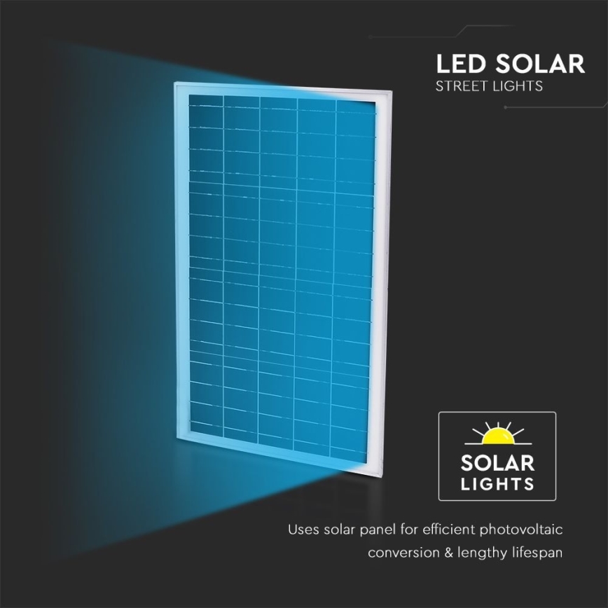 LED Prigušiva solarna ulična svjetiljka SAMSUNG CHIP LED/50W/6,4V 4000K IP65 30000 mAh + daljinski upravljač