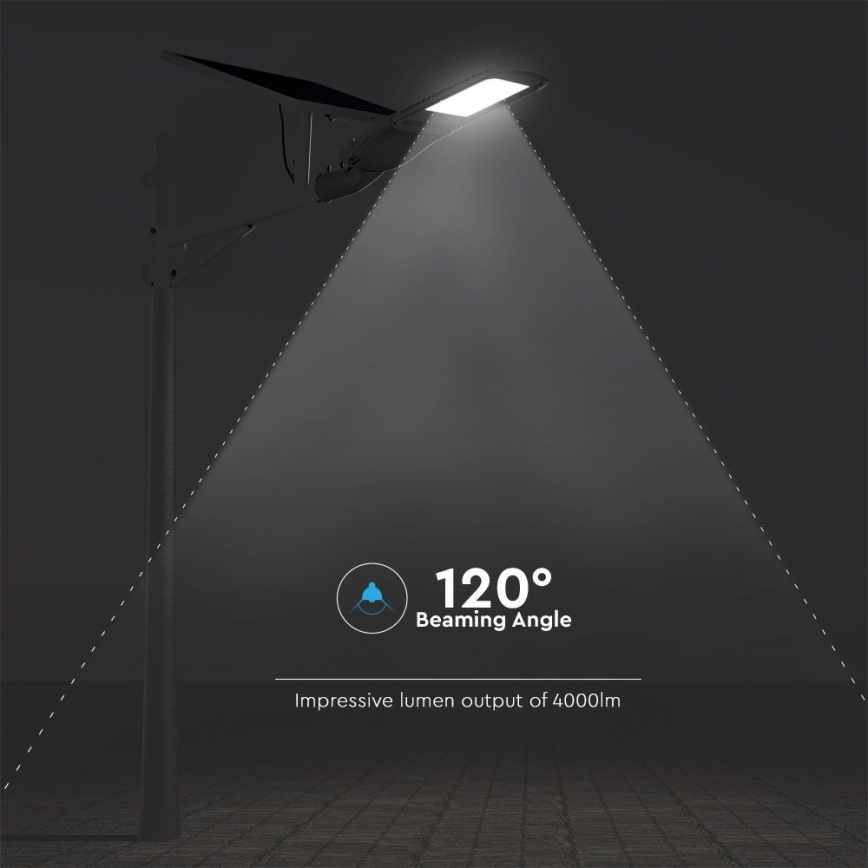 LED Prigušiva solarna ulična svjetiljka SAMSUNG CHIP LED/50W/6,4V 4000K IP65 30000 mAh + daljinski upravljač