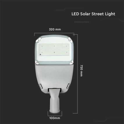 LED Prigušiva solarna ulična svjetiljka SAMSUNG CHIP LED/50W/6,4V 4000K IP65 30000 mAh + daljinski upravljač