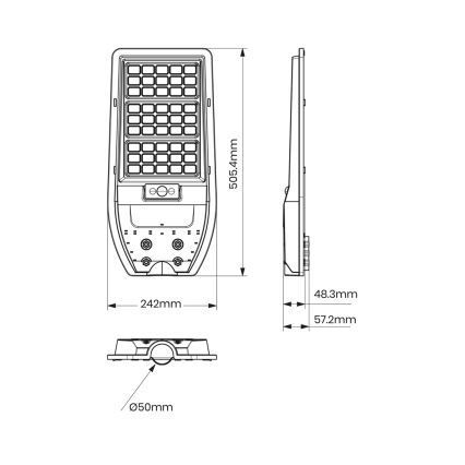 LED Solarna ulična svjetiljka VIA 100W/10000 mAh 3,2V 6000K IP65 + daljinski upravljač