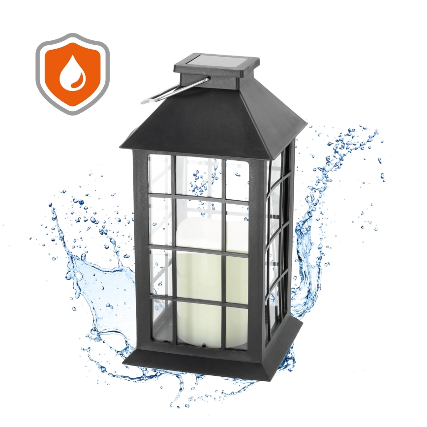 LED Solarna viseća svjetiljka LED/0,02W/1,2V 1xAA 2700K IP44 200 mAh crna