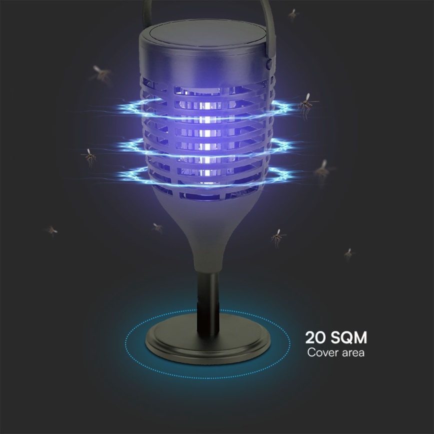 LED Solarna zamka za insekte 3u1 LED/1,3W/3,7V IP24 20 m² 2200 mAh