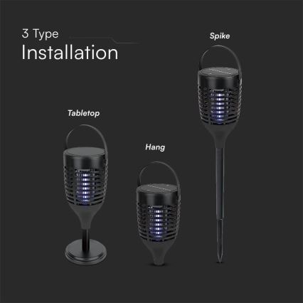 LED Solarna zamka za insekte 3u1 LED/1,3W/3,7V IP24 20 m² 2200 mAh