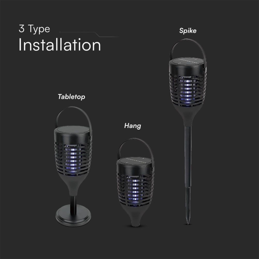 LED Solarna zamka za insekte 3u1 LED/1,3W/3,7V IP24 20 m² 2200 mAh