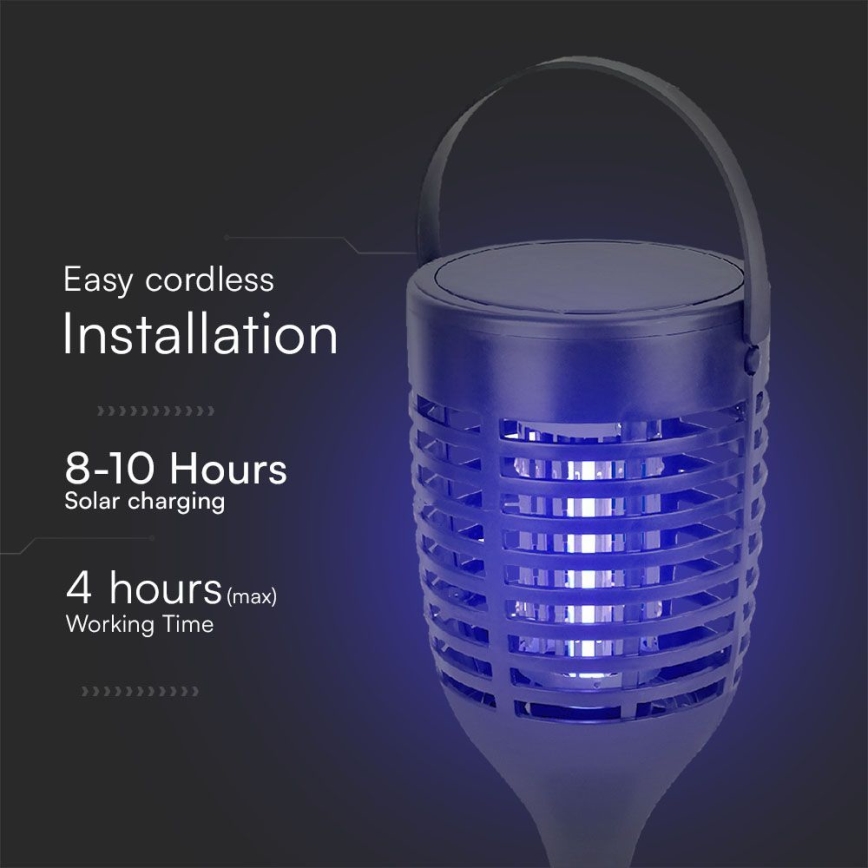 LED Solarna zamka za insekte 3u1 LED/1,3W/3,7V IP24 20 m² 2200 mAh