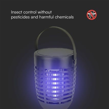 LED Solarna zamka za insekte 3u1 LED/1,3W/3,7V IP24 20 m² 2200 mAh