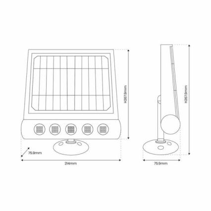 LED Solarna zidna lampa sa senzorom LED/8W/3,7V 4000 mAh 4000K IP65