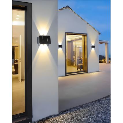 LED Solarna zidna svjetiljka 4xLED/1,5W/3,7V 1500 mAh IP54 crna