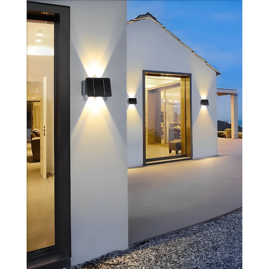 LED Solarna zidna svjetiljka 4xLED/1,5W/3,7V 1500 mAh IP54 crna