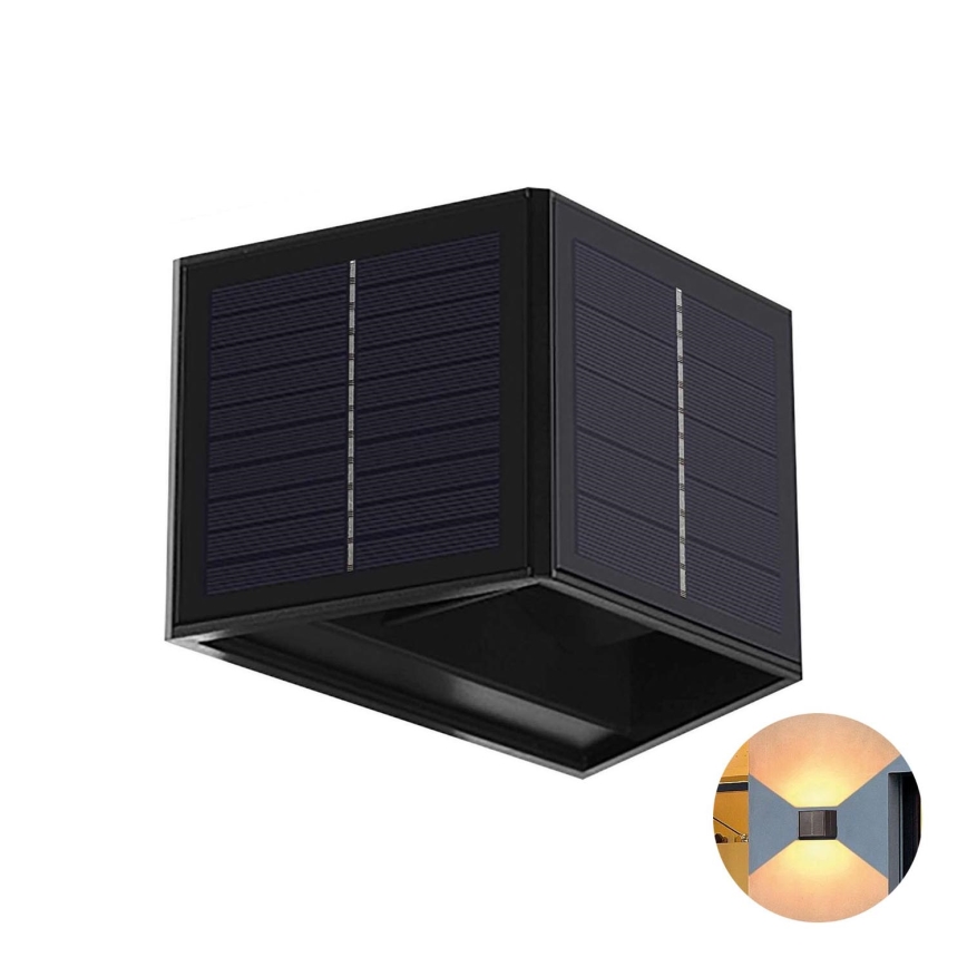 LED Solarna zidna svjetiljka CUBUS 2xLED/1,5W/3,7V 1500 mAh IP54
