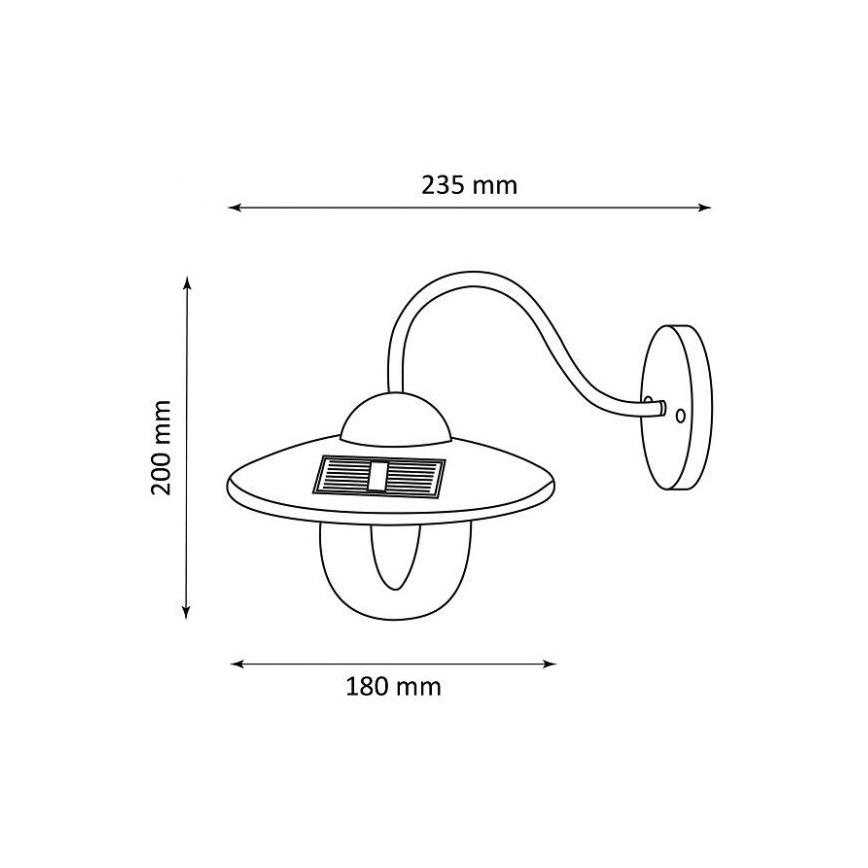 LED Solarna zidna svjetiljka LED/0,5W/1,2V IP44 crna