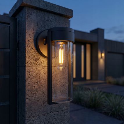 LED solarna zidna svjetiljka LED/1W/3,7V 500 mAh IP65 crna