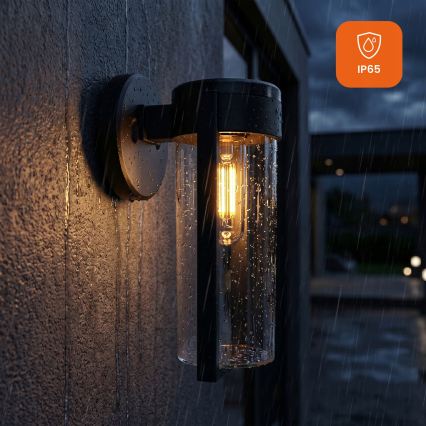LED solarna zidna svjetiljka LED/1W/3,7V 500 mAh IP65 crna