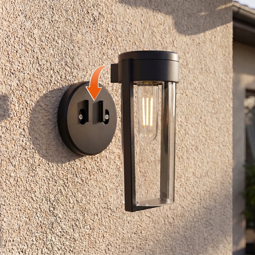 LED solarna zidna svjetiljka LED/1W/3,7V 500 mAh IP65 crna