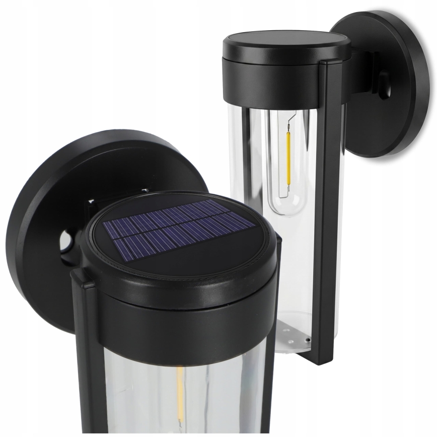 LED solarna zidna svjetiljka LED/1W/3,7V 500 mAh IP65 crna